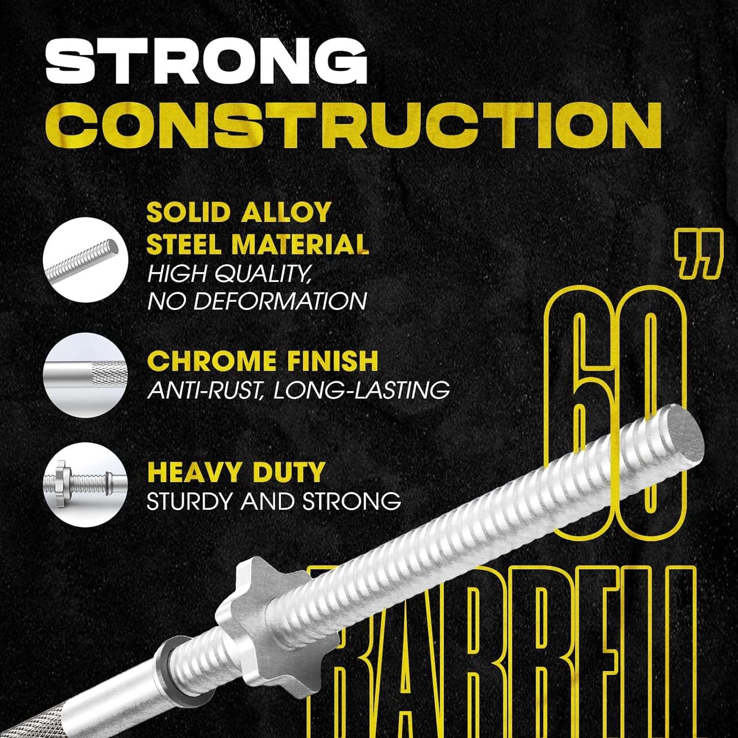 60" Straight Barbell - Home Fitness Gear